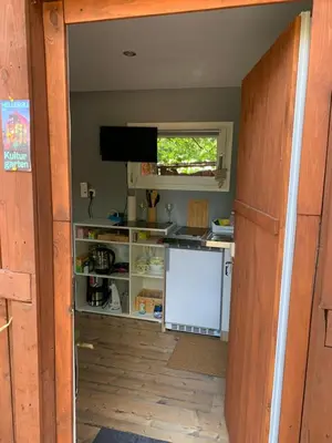 Küche/Küchenzeile in der Unterkunft Tiny-Ferienwohnung Hellerau 2