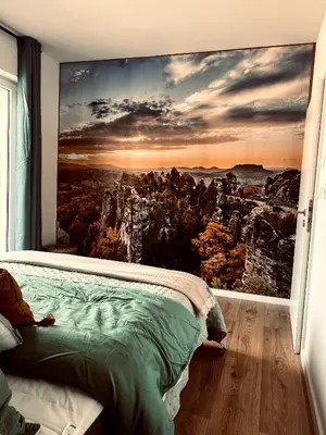 Ein Bett oder Betten in einem Zimmer der Unterkunft Hübsches Design Apartment mit Parkplatz im Zentrum von Königstein
