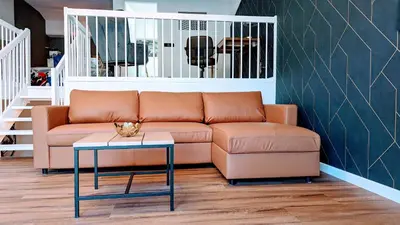 Ein Sitzbereich in der Unterkunft Premium Loft im Szeneviertel, WLAN, Smart TV, Parklplatz, Netflix