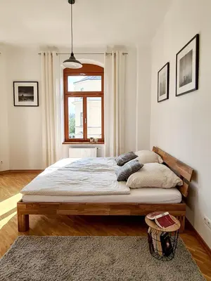Ein Bett oder Betten in einem Zimmer der Unterkunft 1-Raum-Wohnung zentral gelegen