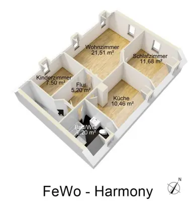 Grundriss der Unterkunft Ferienwohnung Harmony