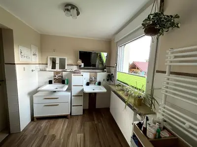 Küche/Küchenzeile in der Unterkunft Ferienwohnung Bille