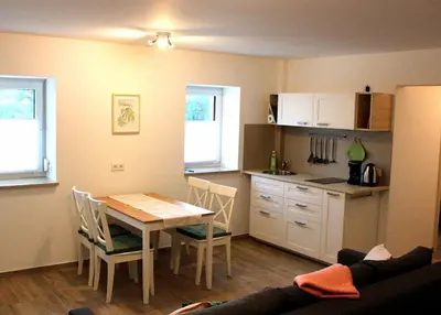 Küche/Küchenzeile in der Unterkunft Ferienwohnung Haufe