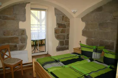 Ein Bett oder Betten in einem Zimmer der Unterkunft Ferienhof An der Weide