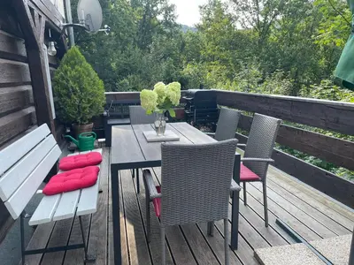 Ein Balkon oder eine Terrasse in der Unterkunft LIETHE 13 - Ferienhaus am Malerweg