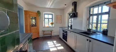Küche/Küchenzeile in der Unterkunft Ferienhaus FERGUNNA direkt am Kammweg mit Sauna