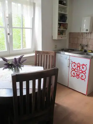 Küche/Küchenzeile in der Unterkunft Ferienwohnung im grünen Elbtal