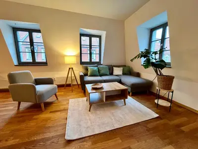 Ein Sitzbereich in der Unterkunft Altstadt Lounge Pirna with PARKING