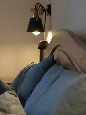 Ein Bett oder Betten in einem Zimmer der Unterkunft Ferienhaus Oelsener Höhe