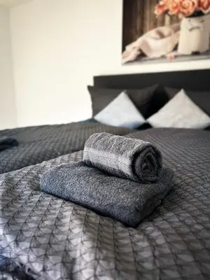 Ein Bett oder Betten in einem Zimmer der Unterkunft Ferienhaus Wachwitzgrund