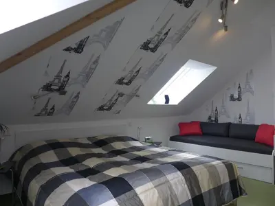 Ein Bett oder Betten in einem Zimmer der Unterkunft Fewo Schimpf Pirna