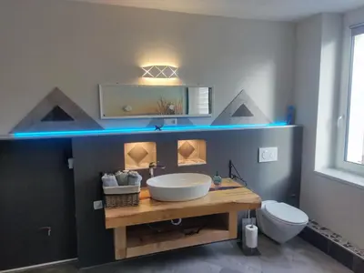 Ein Badezimmer in der Unterkunft Ferienwohnung 3 am Hofladen Hellendorf