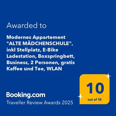 Ein Zertifikat, Auszeichnung, Logo oder anderes Dokument, das in der Unterkunft Modernes Appartement 