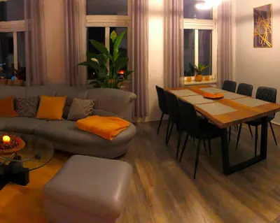 Ein Sitzbereich in der Unterkunft Ferienwohnungen Auszeit