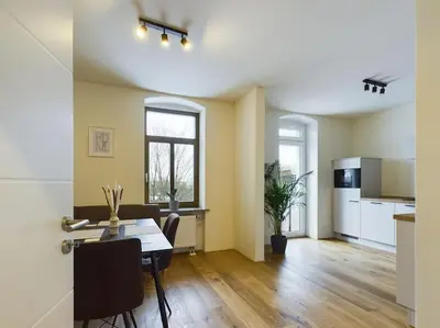 Küche/Küchenzeile in der Unterkunft Royal Apart Chemnitz 1 - Terrasse nahe Zeisigwald