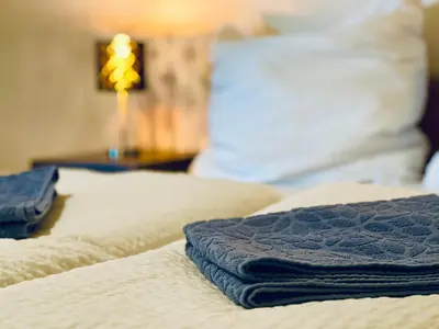 Ein Bett oder Betten in einem Zimmer der Unterkunft STARiVA - Terrasse über Dresden - Kaffeemachine - Netflix - Brettspiele