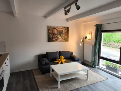 Ein Sitzbereich in der Unterkunft Ferienwohnung am Mühlbach