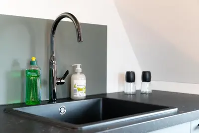 Küche/Küchenzeile in der Unterkunft Ferienwohnung am Großen Garten Dresden
