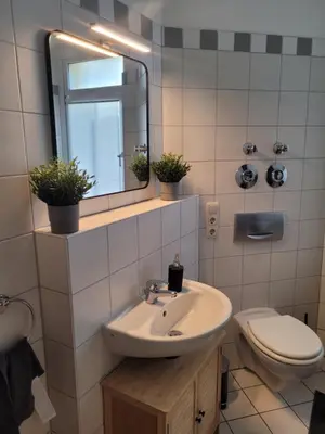 Ein Badezimmer in der Unterkunft Apartment Leuben - Stylisch - Balkon - Küche