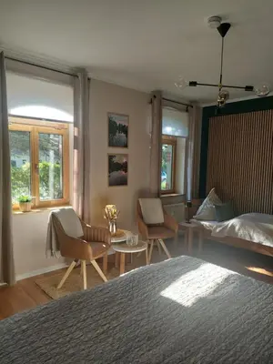 Ein Sitzbereich in der Unterkunft Ferienwohnung Am Bürgerteich 2
