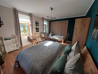 Ein Sitzbereich in der Unterkunft Ferienwohnung Am Bürgerteich 2