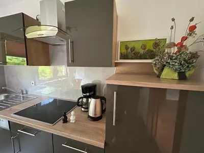 Küche/Küchenzeile in der Unterkunft Ferienwohnung Am Kiessee Birkwitz
