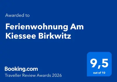 Ein Zertifikat, Auszeichnung, Logo oder anderes Dokument, das in der Unterkunft Ferienwohnung Am Kiessee Birkwitz ausgestellt ist