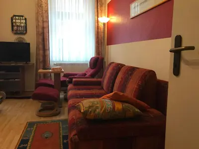 Ein Sitzbereich in der Unterkunft Ferienwohnung Ulbricht