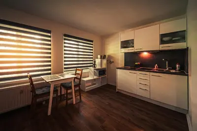 Küche/Küchenzeile in der Unterkunft GottwaldHaus-Freiberg-Apartment C