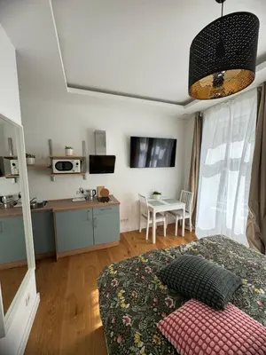 Küche/Küchenzeile in der Unterkunft Boutique Hotel Pension Luisengrün Küche 1Gbs WLAN Netflix Disney MagentaTV