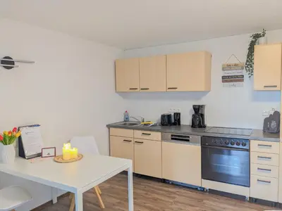 Küche/Küchenzeile in der Unterkunft B2 - Urlaubsmagie - mit Terrasse& Grill direkt am Wanderweg