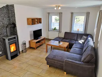Ein Sitzbereich in der Unterkunft Ferienhaus Papstdorf Sächsische Schweiz 15