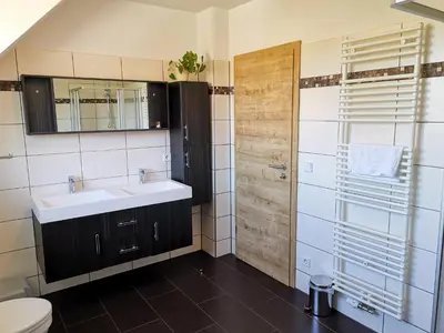 Ein Badezimmer in der Unterkunft Ferienhaus in Papstdorf Sächsische Schweiz 17