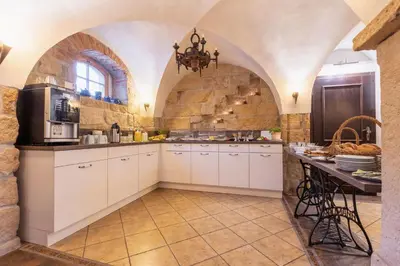 Küche/Küchenzeile in der Unterkunft Ferienwohnung Gesindestube Bauernhaus Vetter