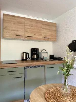 Küche/Küchenzeile in der Unterkunft Ferienwohnung Elbstübchen