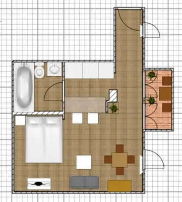 Grundriss der Unterkunft Cosy Studio, sunny balcony in It-District Neustadt