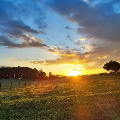 Blick auf den Sonnenuntergang/Sonnenaufgang von der Ferienwohnung aus oder aus der Nähe