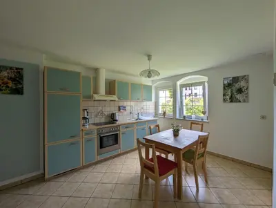 Küche/Küchenzeile in der Unterkunft Ferienwohnung grünes Haus Colditz