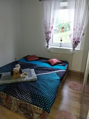 Ein Bett oder Betten in einem Zimmer der Unterkunft Ferienwohnung Einsiedel