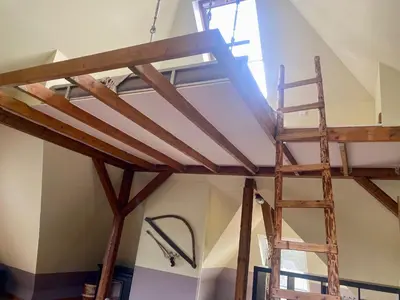 Ein Etagenbett oder Etagenbetten in einem Zimmer der Unterkunft Dachgeschossloft mit Aussicht ins Erzgebirge