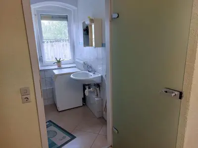 Ein Badezimmer in der Unterkunft Ferienwohnung Bretnig