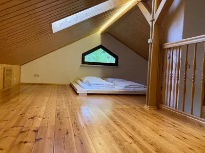 Ein Bett oder Betten in einem Zimmer der Unterkunft FH Waldidylle Nähe Torgau, Seebad Neumühle