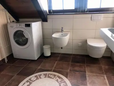Ein Badezimmer in der Unterkunft Ferienwohnung TURMZIMMER im Rittergut Leppersdorf