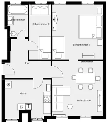 Grundriss der Unterkunft Homely Apartments Großzügige 75qm Zentral & Gratis-Parkplatz