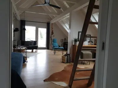 Ein Sitzbereich in der Unterkunft Ferienhof Elbauenblick