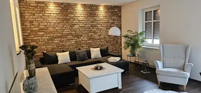 Ein Sitzbereich in der Unterkunft SeenSucht & Urlaubsträume, Ferienwohnung 