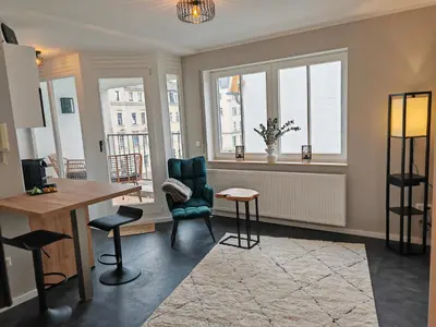 Ein Sitzbereich in der Unterkunft Sunnybelle Appartements Freital I