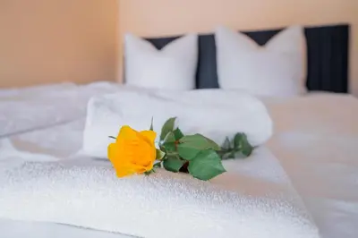 Ein Bett oder Betten in einem Zimmer der Unterkunft Apartment im Seepark