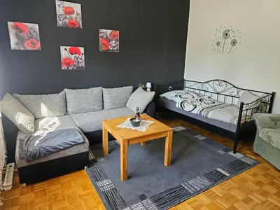 Ein Bett oder Betten in einem Zimmer der Unterkunft Ferienwohnung nahe Meißen