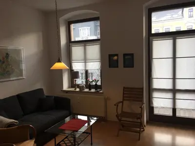 Ein Sitzbereich in der Unterkunft Ferienwohnung Chemnitz Kaßberg II
